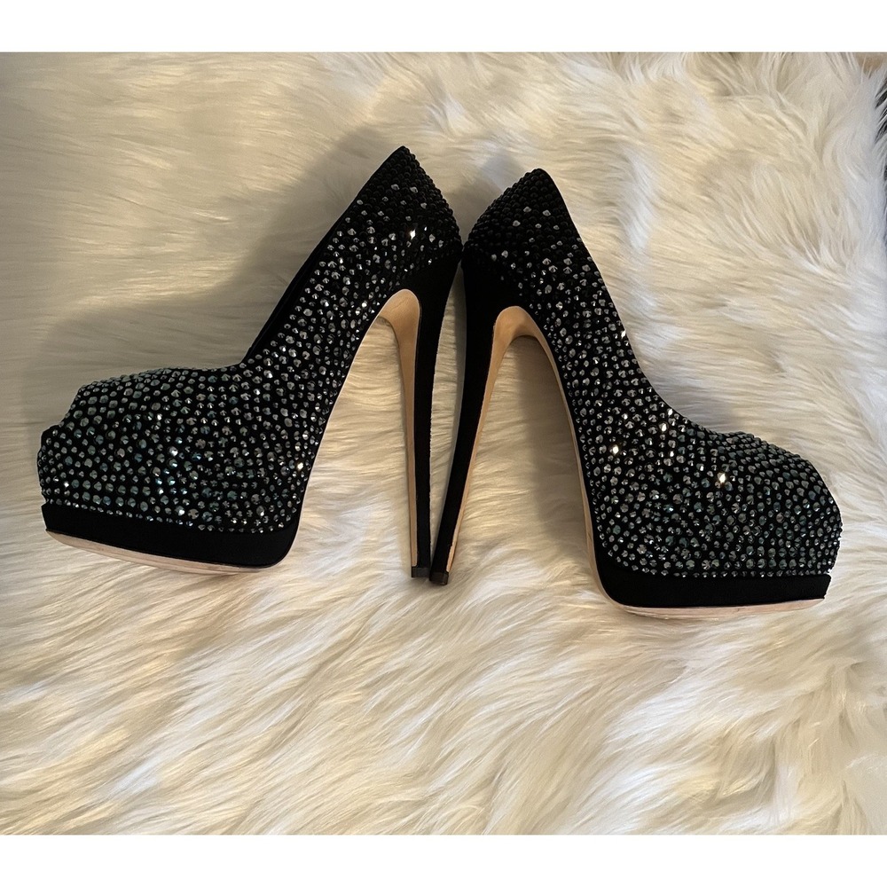 Giuseppe Zanotti Sharon Peep Toe Platform Pumps Sz 37 (US 7) Crystal Rhinestone - Picture 12 of 16
